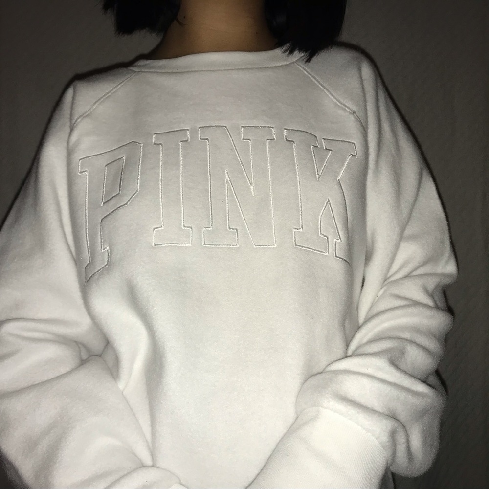 PINK white sweatshirt